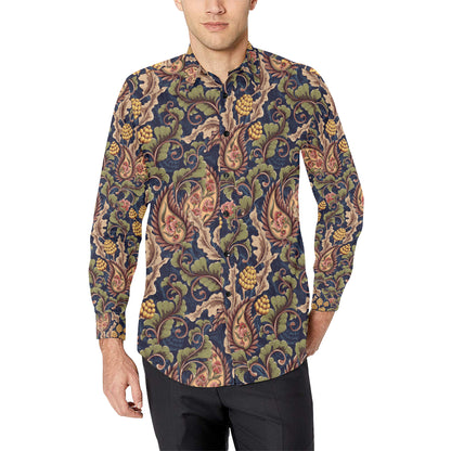 Floral Vintage Classic Print Men's Long Sleeve Shirt