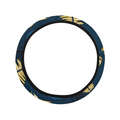 Banana Leaf Pattern Print Design BL09 Steering Wheel Cover with Elastic Edge