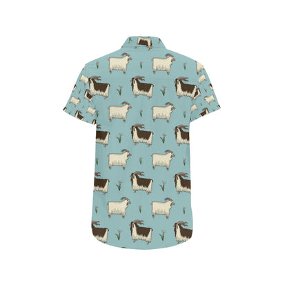 Goat Pattern Print Design 02 Men's Short Sleeve Button Up Shirt