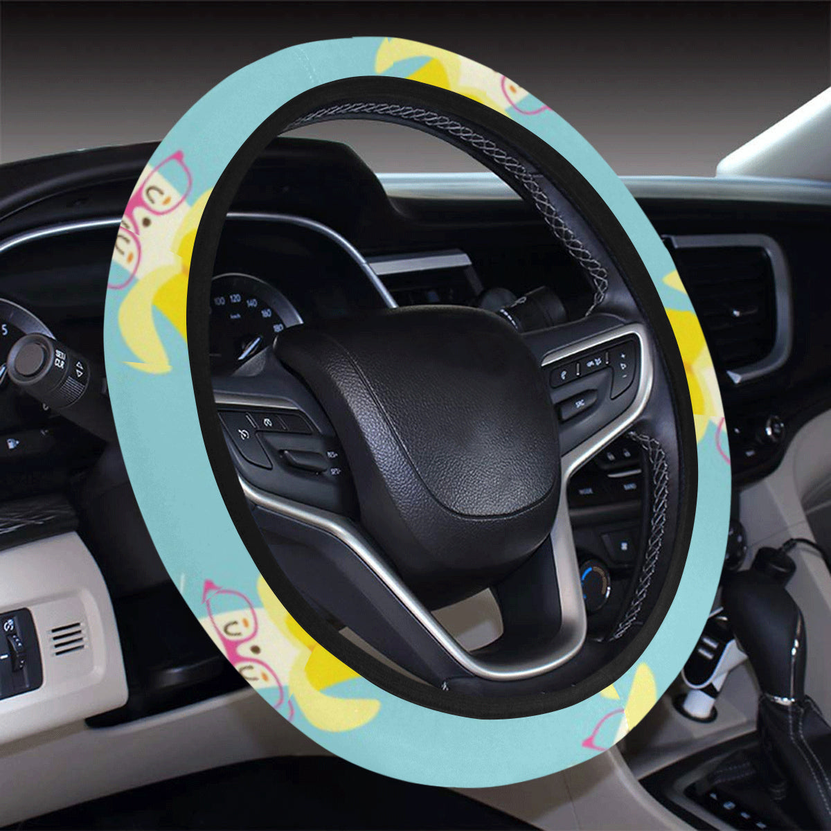 Banana Pattern Print Design BA07 Steering Wheel Cover with Elastic Edge