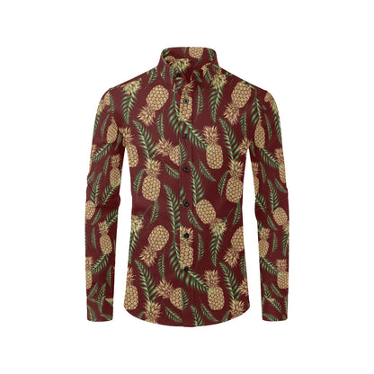 Pineapple Pattern Print Design PP013 Men's Long Sleeve Shirt