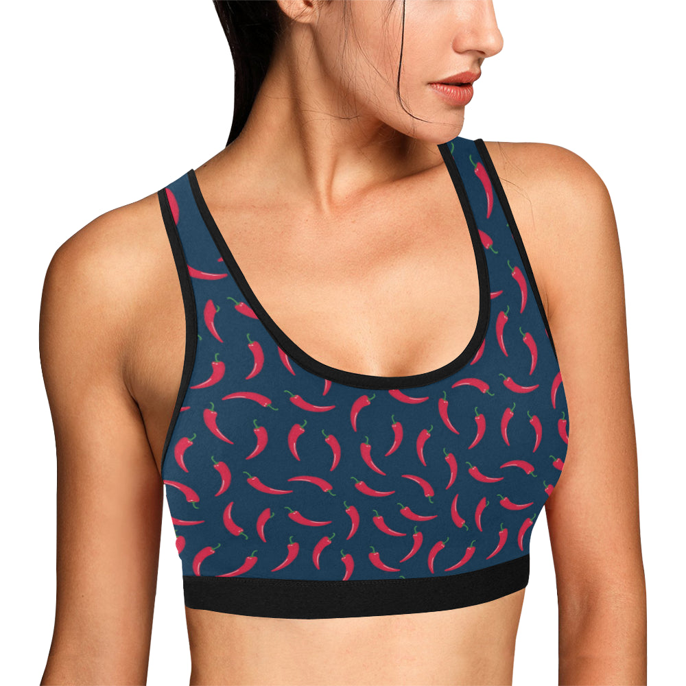 Chilli Pepper Pattern Print Design 03 Sports Bra