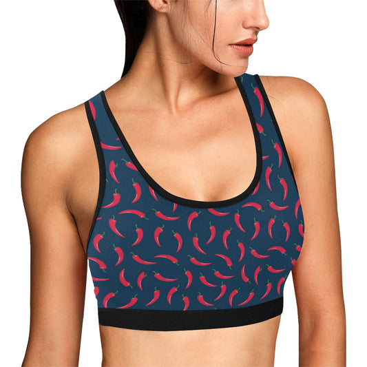 Chilli Pepper Pattern Print Design 03 Sports Bra