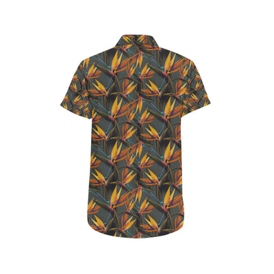 Bird Of Paradise Pattern Print Design 01 Men's Short Sleeve Button Up Shirt