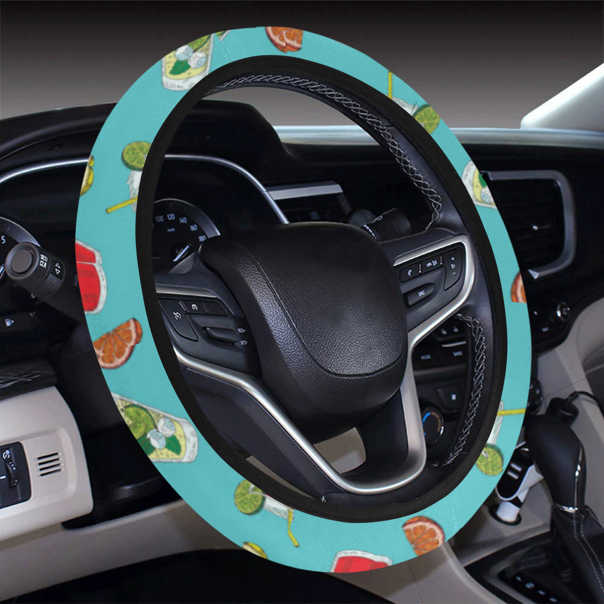 Cocktail Pattern Print Design 05 Steering Wheel Cover with Elastic Edge