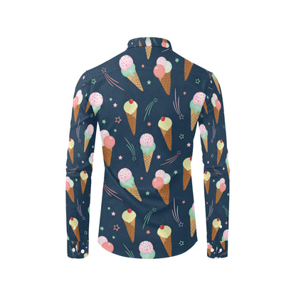 Ice Cream Pattern Print Design 04 Men's Long Sleeve Shirt