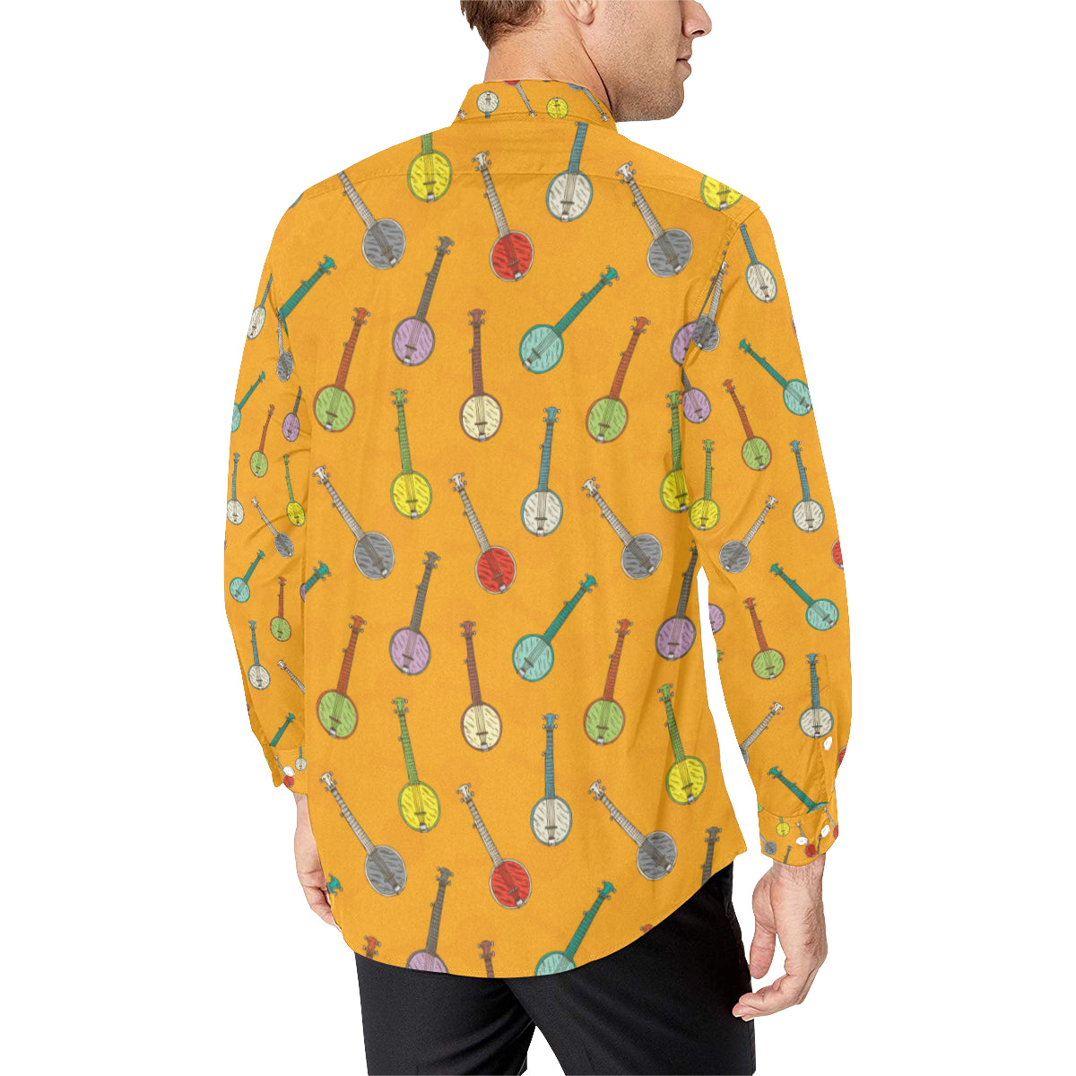 Banjo Pattern Print Design 02 Men's Long Sleeve Shirt