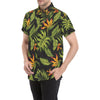 Bird Of Paradise Pattern Print Design BOP013 Men's Short Sleeve Button Up Shirt