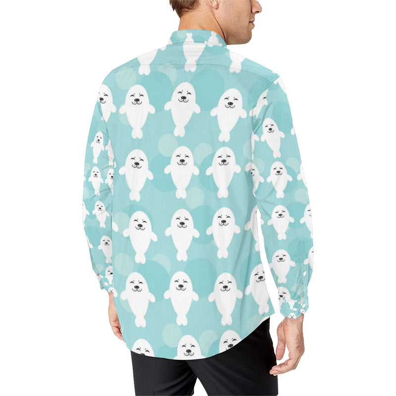 Sea Lion Baby Pattern Print Design 01 Men's Long Sleeve Shirt