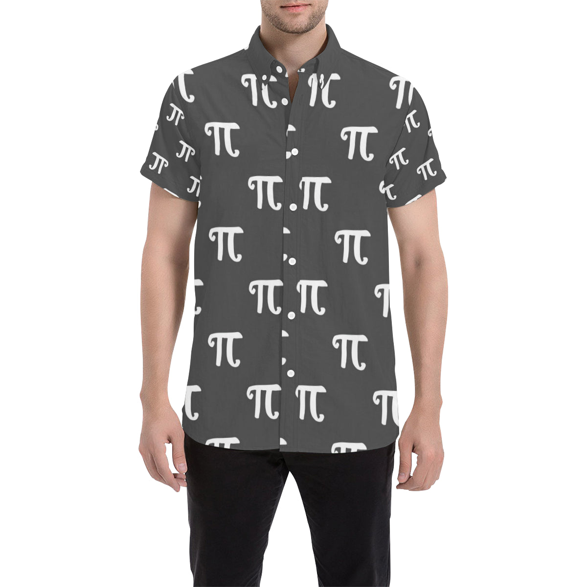 Pi Day Pattern Print Design A01 Men's Short Sleeve Button Up Shirt