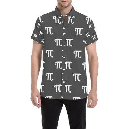 Pi Day Pattern Print Design A01 Men's Short Sleeve Button Up Shirt
