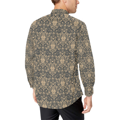 Damask Elegant Luxury Print Pattern Men's Long Sleeve Shirt