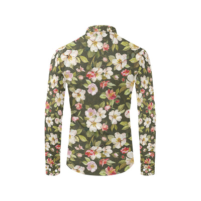 Apple blossom Pattern Print Design AB01 Men's Long Sleeve Shirt