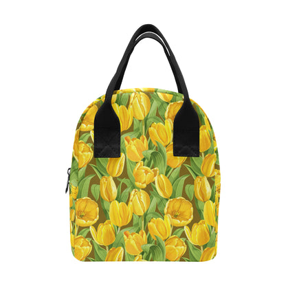 Tulip Yellow Pattern Print Design TP010 Insulated Lunch Bag