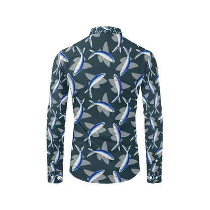 Flying Fish Pattern Print Design 04 Men's Long Sleeve Shirt