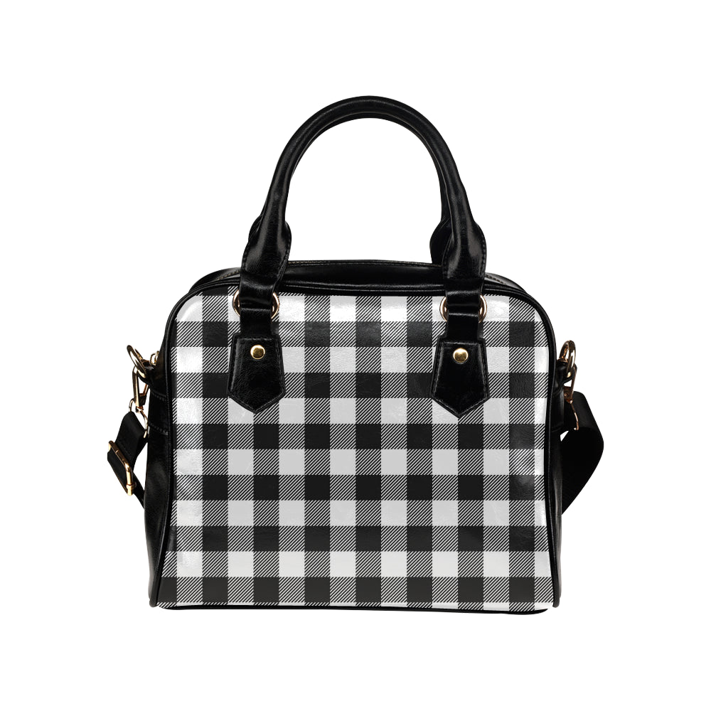 Buffalo check Black white Pattern Print Design 04 Shoulder Handbag