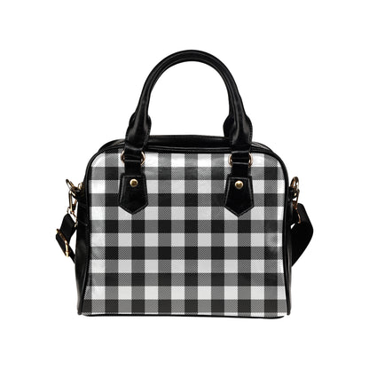 Buffalo check Black white Pattern Print Design 04 Shoulder Handbag