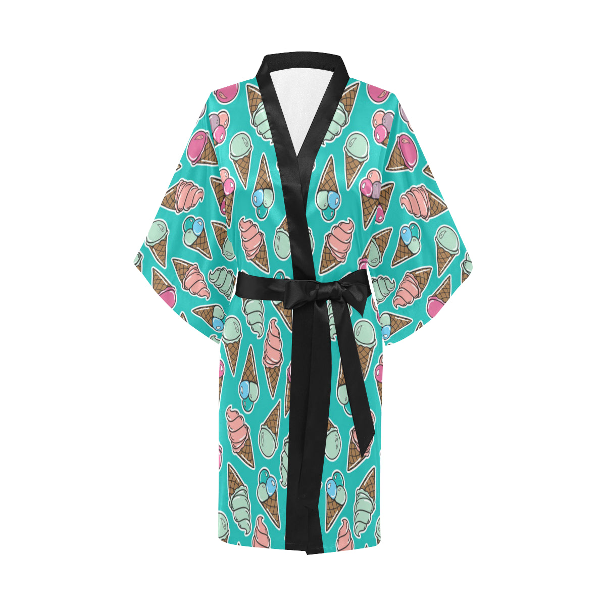Ice Cream Pattern Print Design IC01 Women Kimono Robe