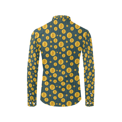 Bitcoin Pattern Print Design 01 Men's Long Sleeve Shirt