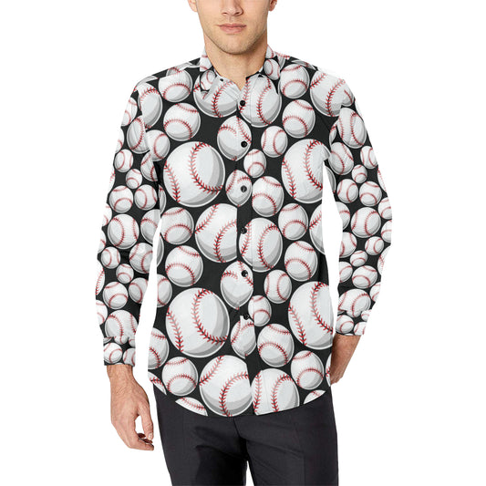 Baseball Black Background Men's Long Sleeve Shirt