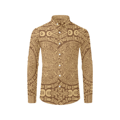 Mayan Pattern Print Design 01 Men's Long Sleeve Shirt