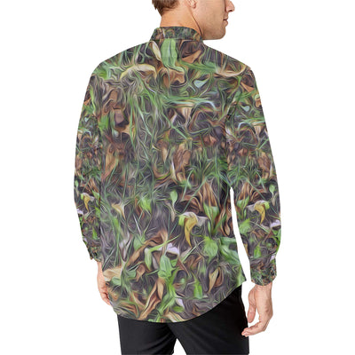 Camouflage Realistic Tree Print Men's Long Sleeve Shirt