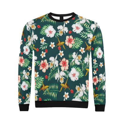 Hawaiian Flower Design with SeaTurtle Print Men Long Sleeve Sweatshirt