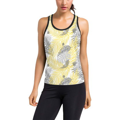 Palm Leaves Pattern Print Design PL012 Women's Racerback Tank Top