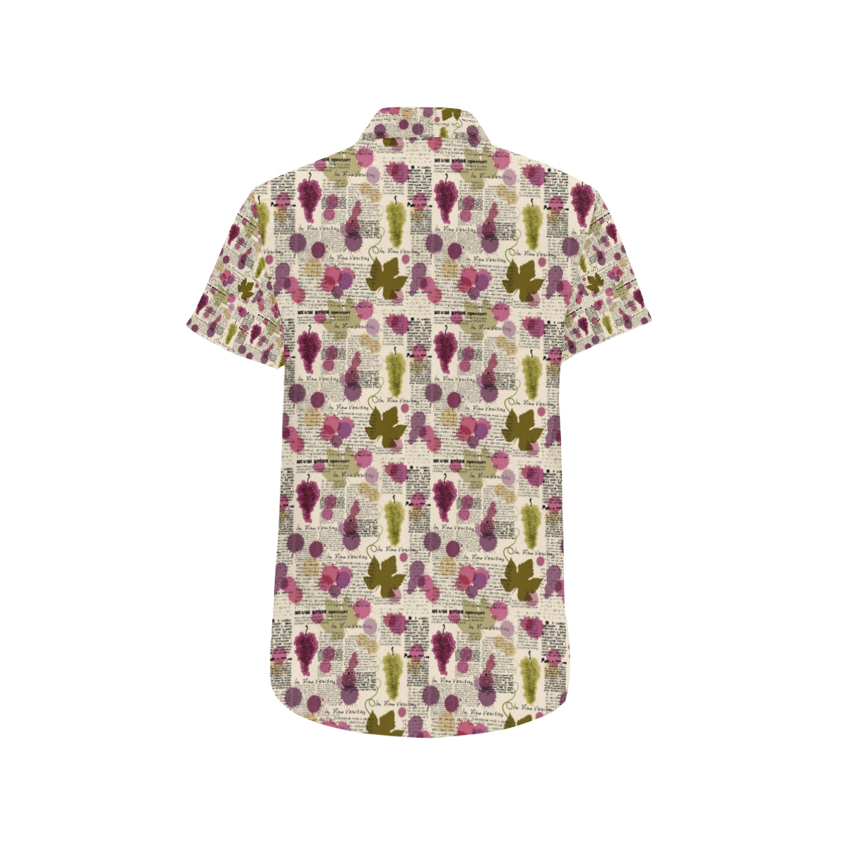 Wine Style Design Print Men's Short Sleeve Button Up Shirt