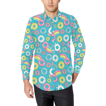 Donut Pattern Print Design DN013 Men's Long Sleeve Shirt