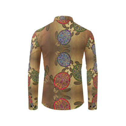 Sea Turtle Tribal Colorful Men's Long Sleeve Shirt