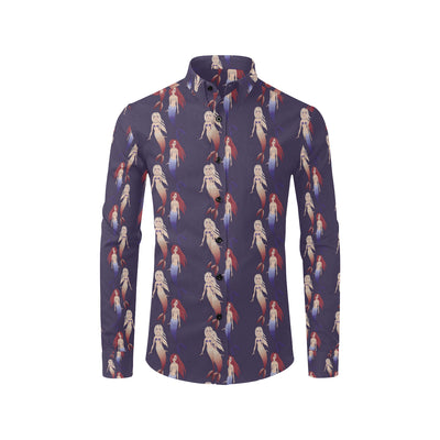 Mermaid Pattern Print Design 02 Men's Long Sleeve Shirt