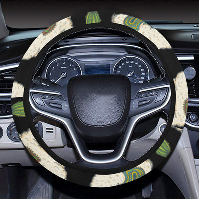 Llama Cactus Pattern Print Design 011 Steering Wheel Cover with Elastic Edge