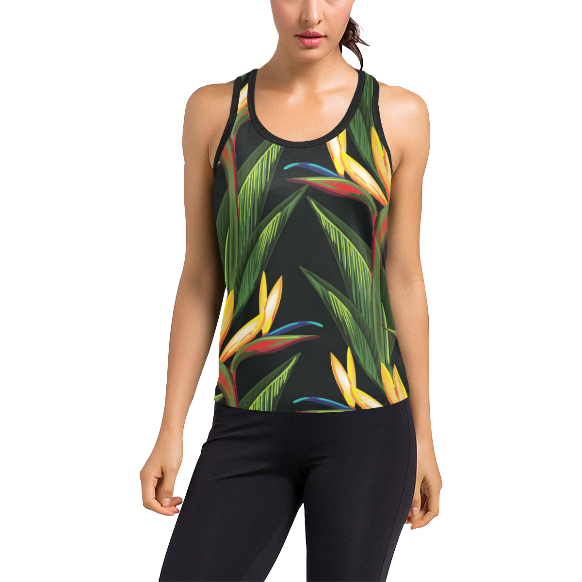 Bird Of Paradise Pattern Print Design BOP012 Women's Racerback Tank Top