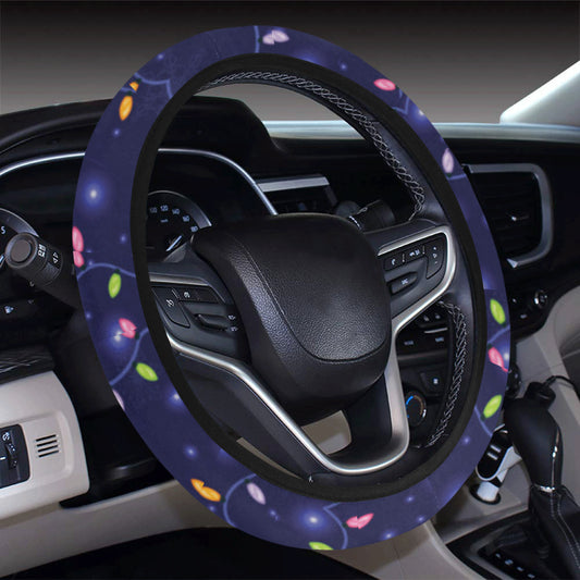 Christmas Light Pattern Print Design 03 Steering Wheel Cover with Elastic Edge