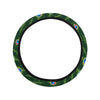 Peacock Feather Green Design Print Steering Wheel Cover with Elastic Edge