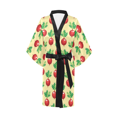 Radish Pattern Print Design A02 Women's Short Kimono