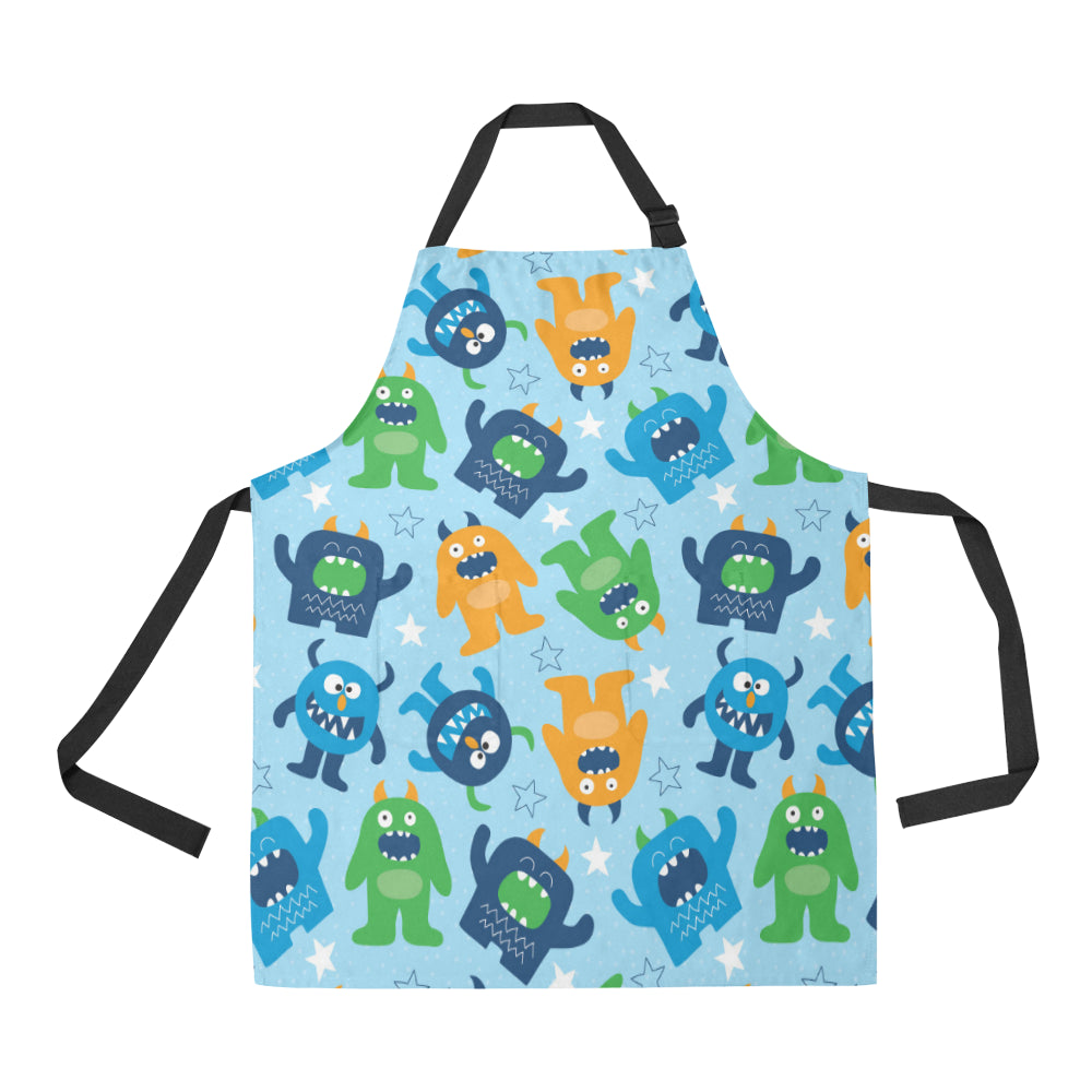 Monster Cartoon Pattern Print Design 04 Apron with Pocket