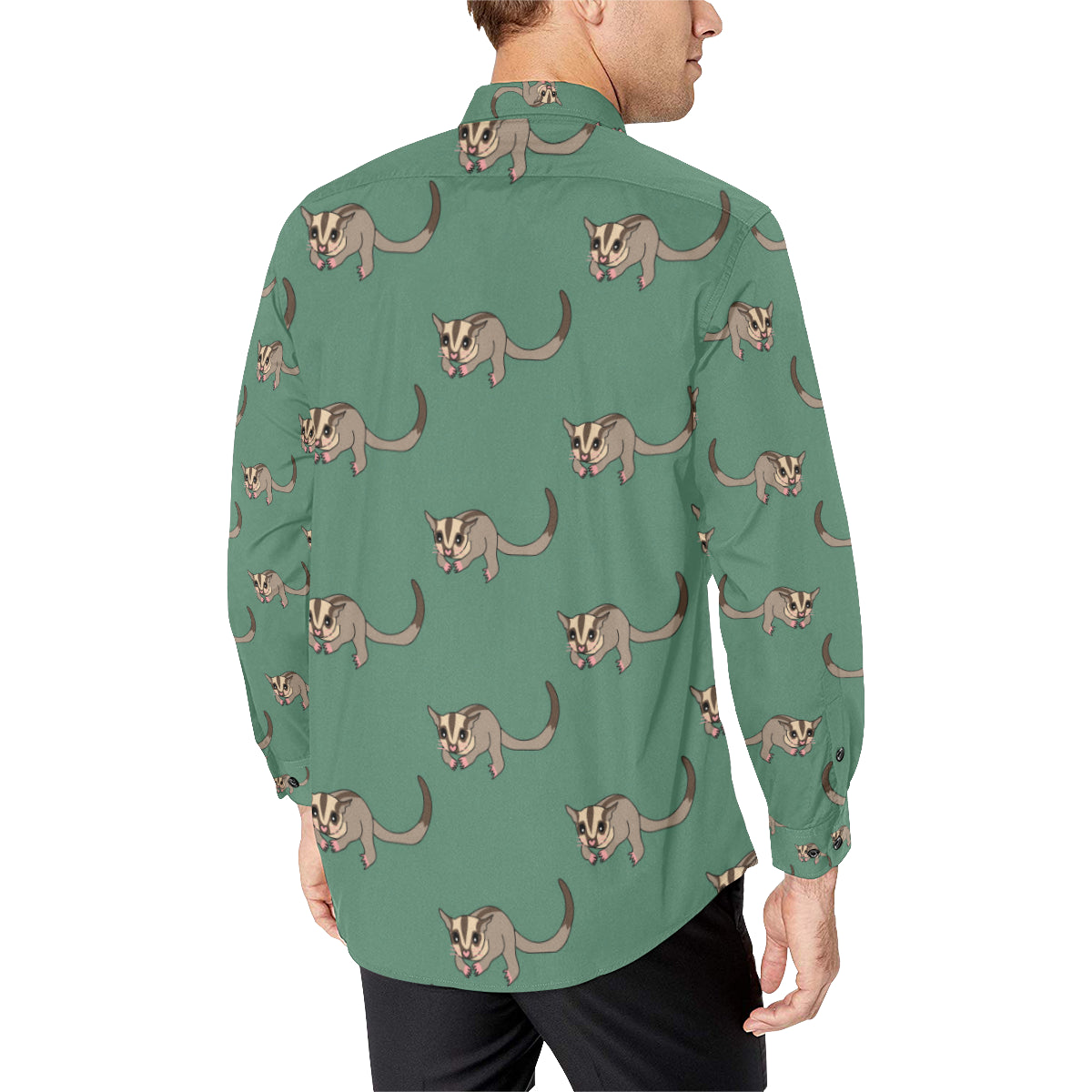 Sugar Glider Pattern Print Design 01 Men's Long Sleeve Shirt