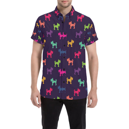 Schnauzers Pattern Print Design A05 Men's Short Sleeve Button Up Shirt