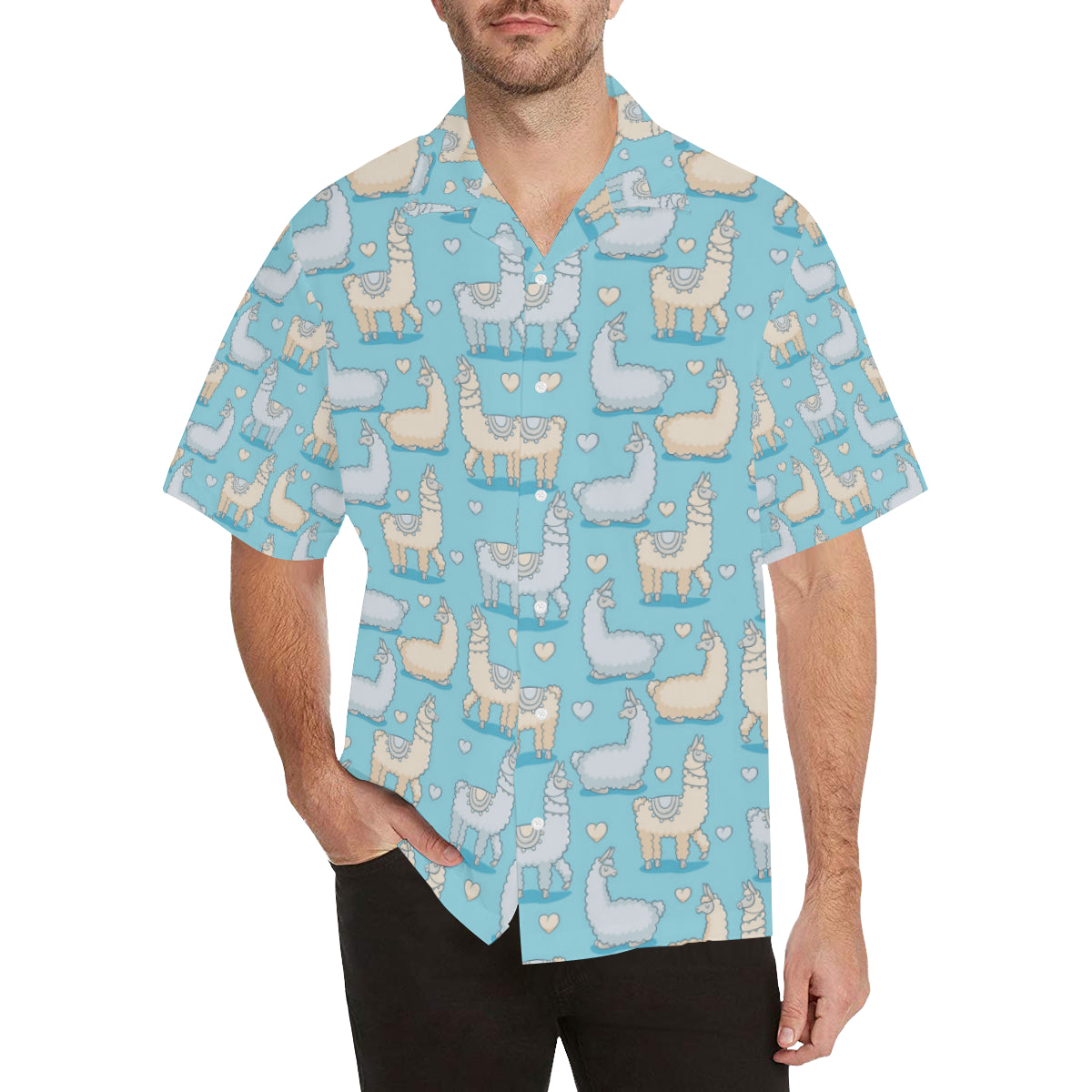 Alpaca Pattern Print Design 06 Men's Hawaiian Shirt