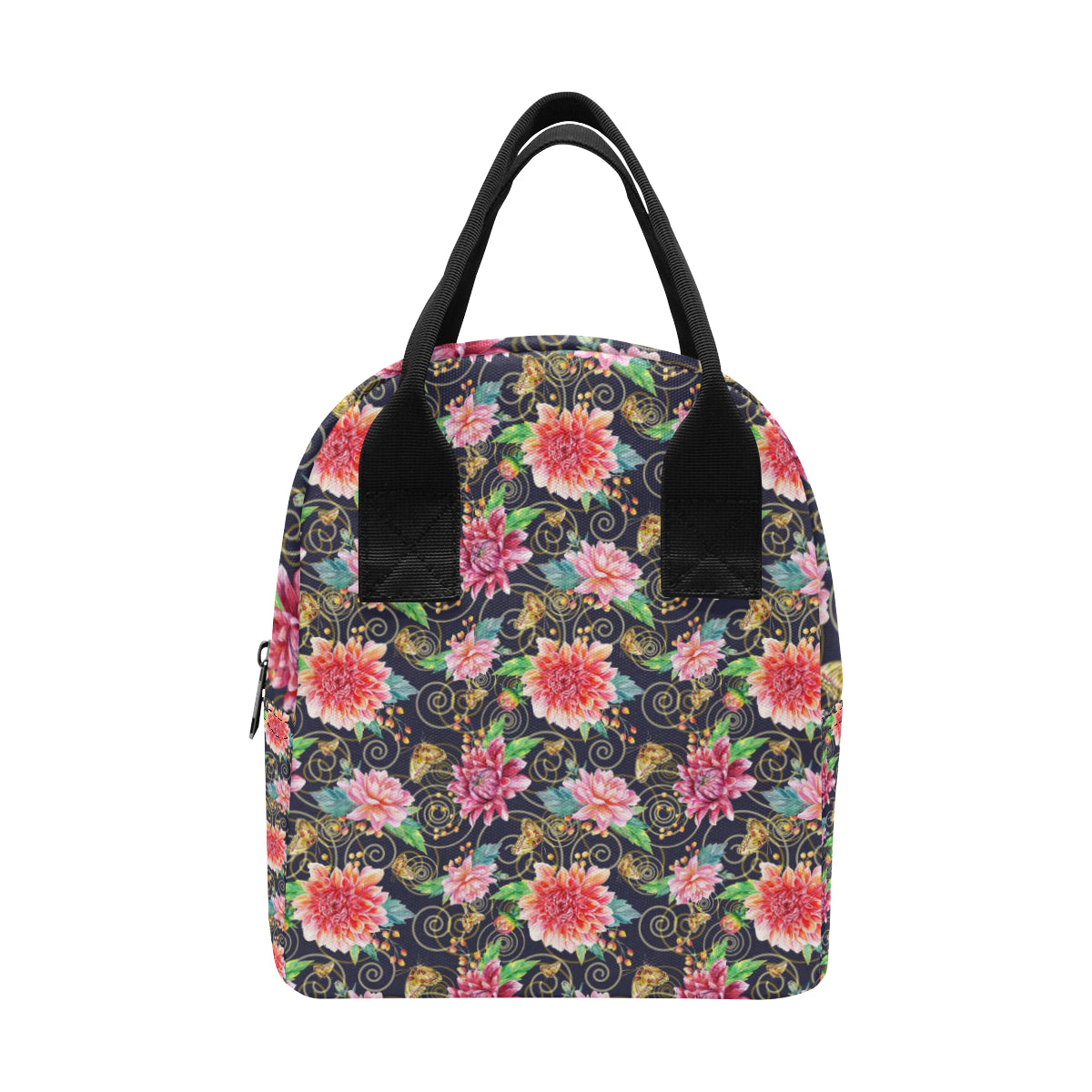 Dahlia Pattern Print Design DH02 Insulated Lunch Bag