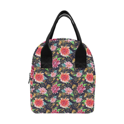 Dahlia Pattern Print Design DH02 Insulated Lunch Bag