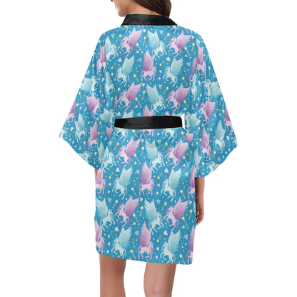 Pegasus Pattern Print Design 04 Women's Short Kimono