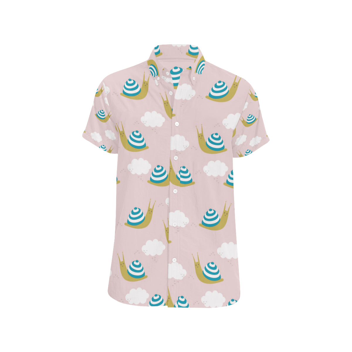 Snail Pattern Print Design 02 Men's Short Sleeve Button Up Shirt