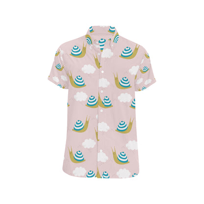 Snail Pattern Print Design 02 Men's Short Sleeve Button Up Shirt