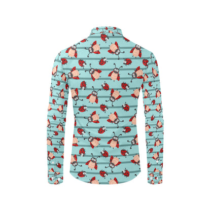 Ladybug Happy Print Pattern Men's Long Sleeve Shirt