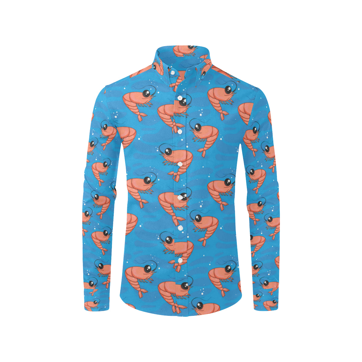 Prawn Cute Pattern Print Design 03 Men's Long Sleeve Shirt