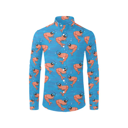 Prawn Cute Pattern Print Design 03 Men's Long Sleeve Shirt