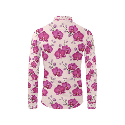 Orchid Purple Pattern Print Design OR04 Men's Long Sleeve Shirt